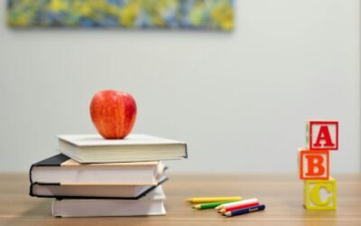 Student desk with study materials prepared for entrance exam