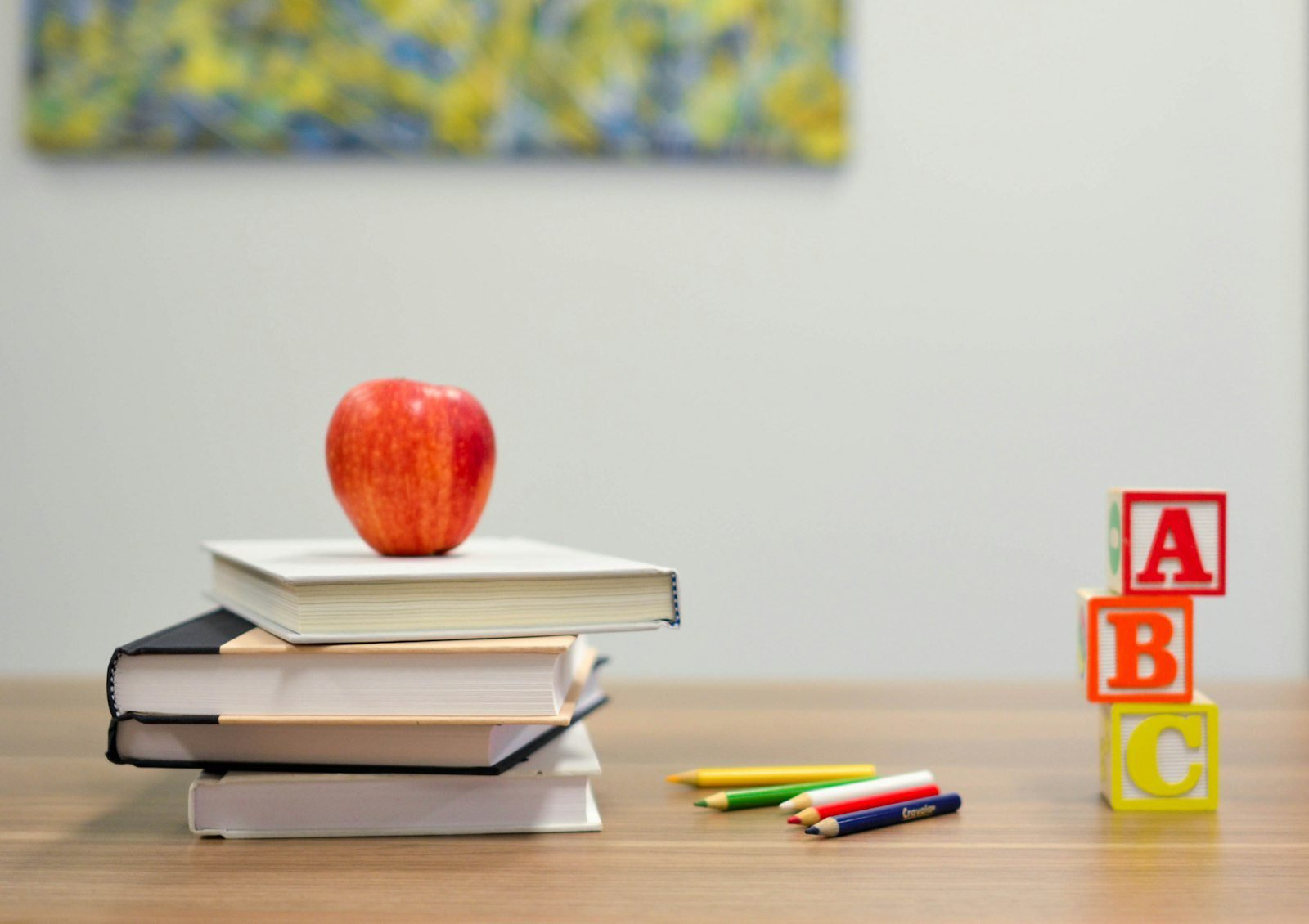 Student desk with study materials prepared for entrance exam